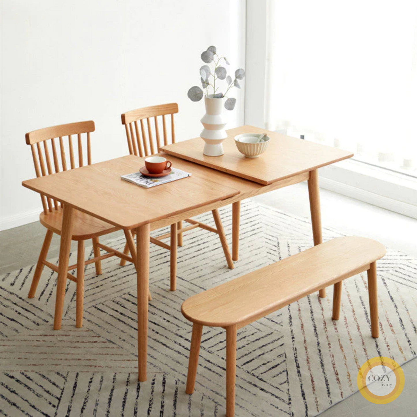 12 Fincham retractable solid wood table