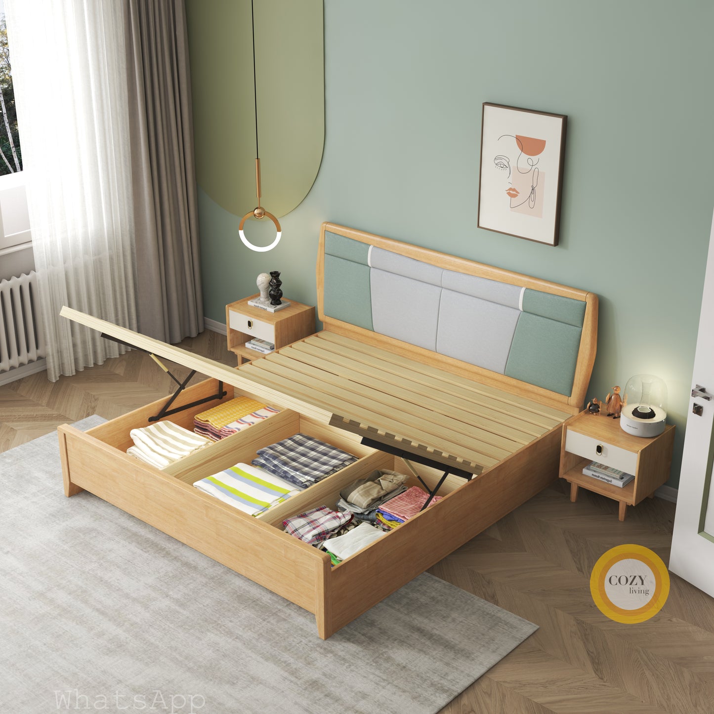 609 Nordic solid wood bed 