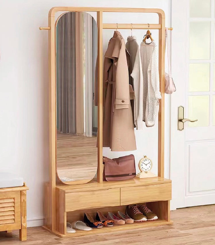 YF-9009 mirror solid wood coat rack 