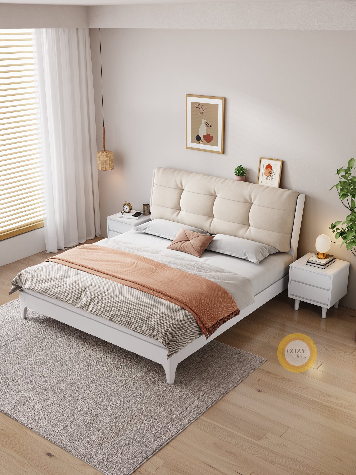 YF-106 Cloud cream style solid wood bed 