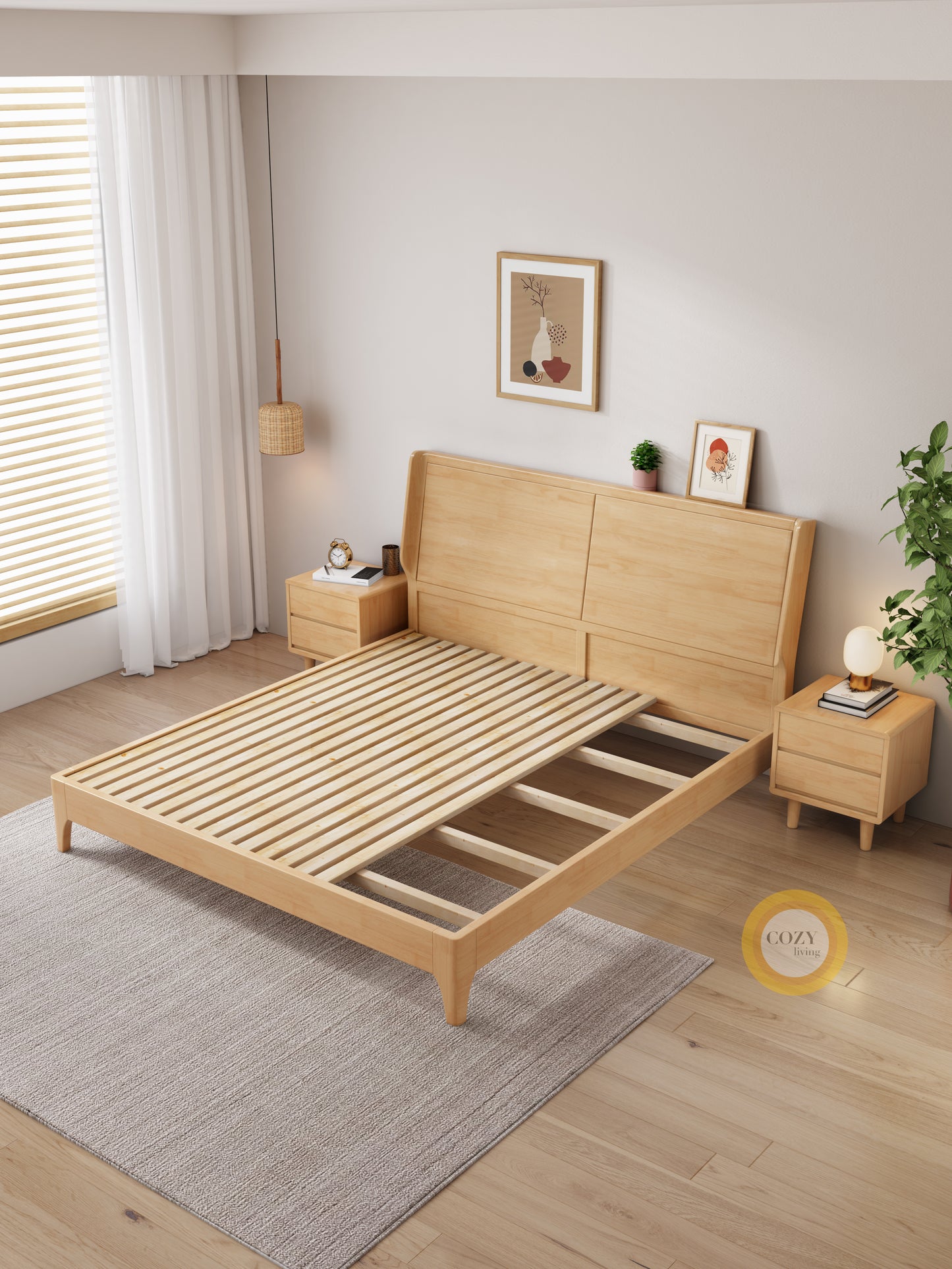 YF-106 Cloud cream style solid wood bed 