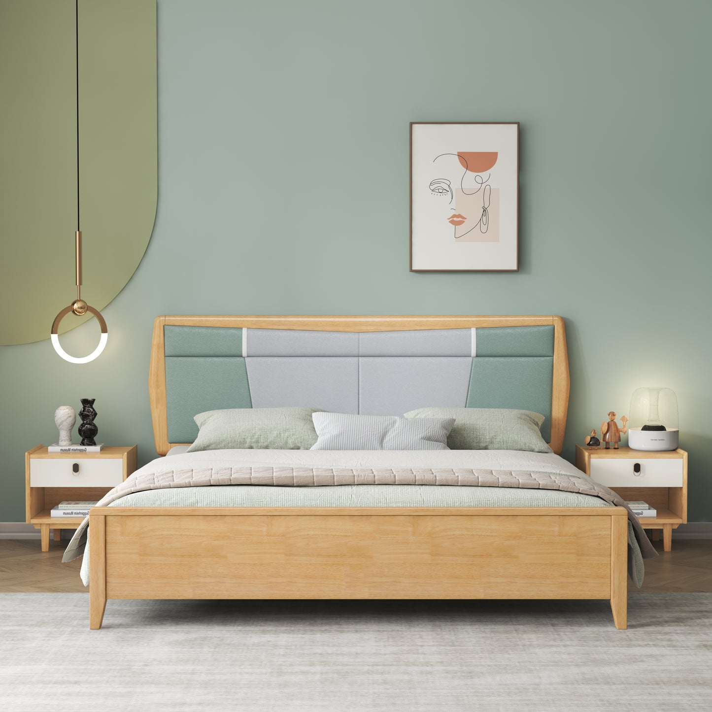 609 Nordic solid wood bed 