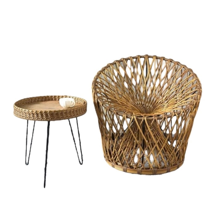 Japanese handmade rattan chair, pastoral style [waterproof, sunproof and anti-corrosion]