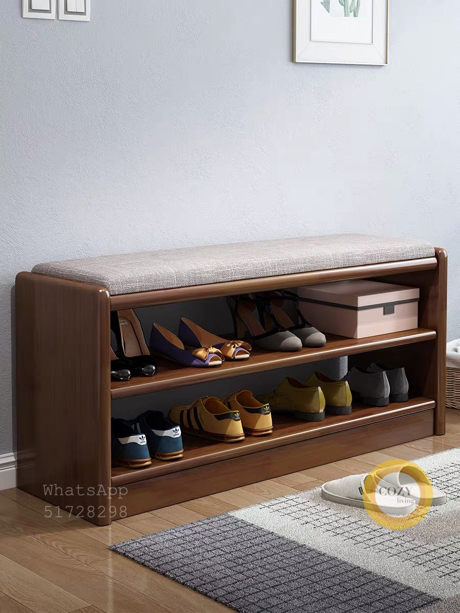 Solid wood shoe changing stool 
