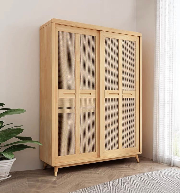 QS-12T rattan sliding wardrobe 