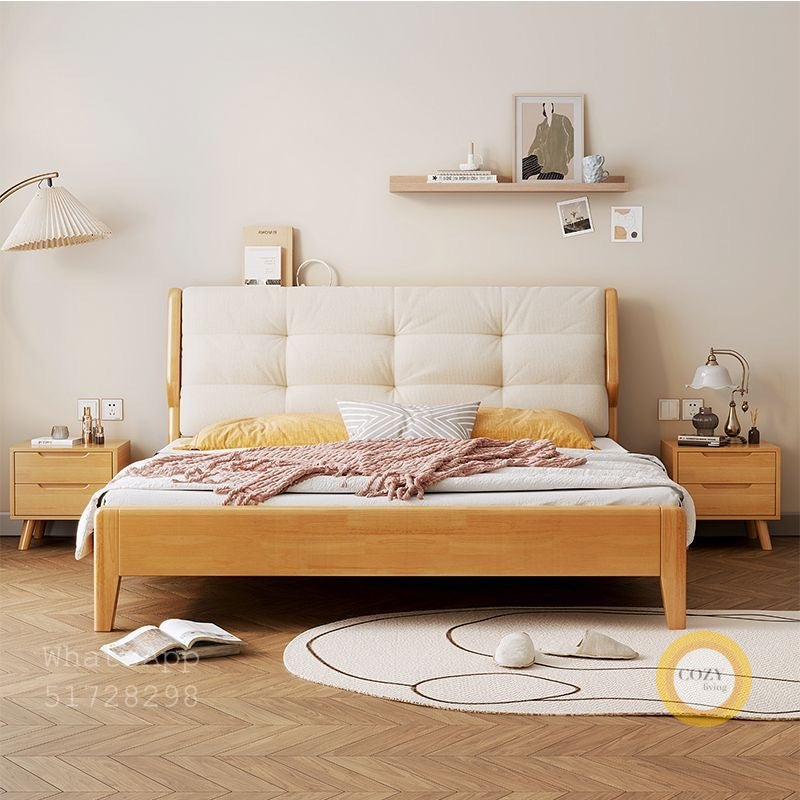 YF-106 Cloud cream style solid wood bed 