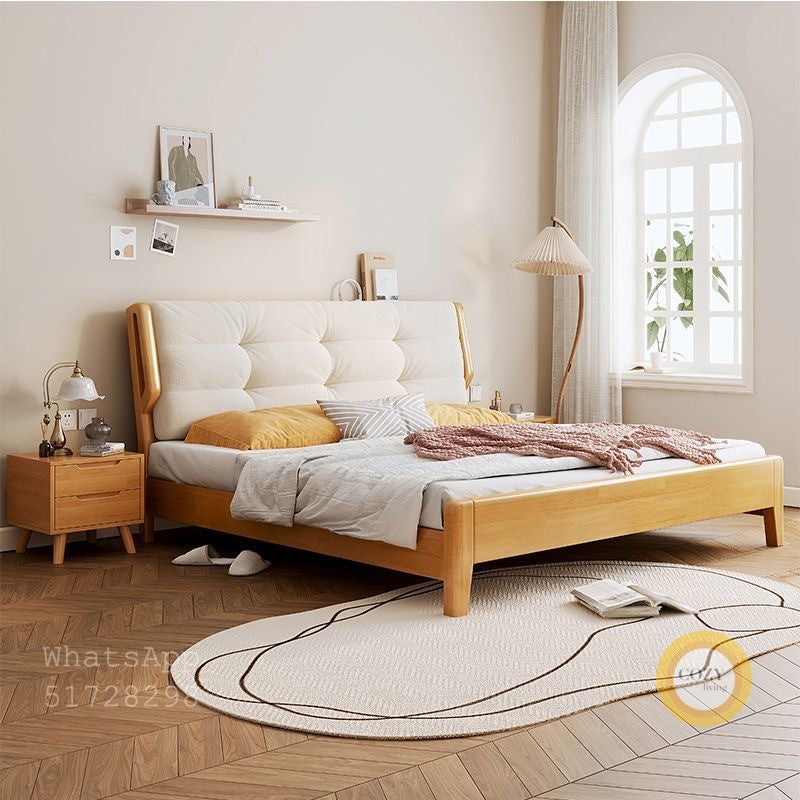 YF-106 Cloud cream style solid wood bed 