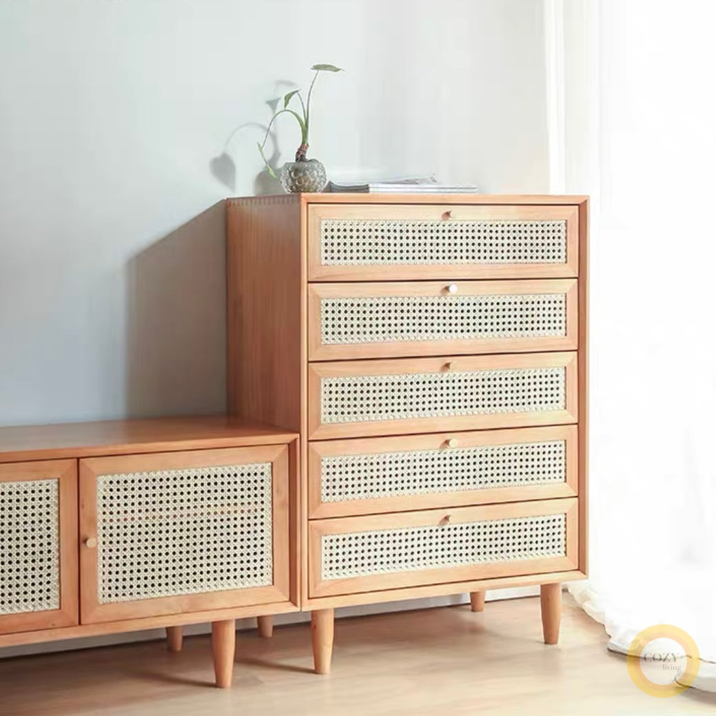 𝐙𝟎𝟐𝟕 Japanese rattan woven TV cabinet solid wood 𝐭𝐯 𝐜𝐚𝐛𝐢𝐧𝐞𝐭 