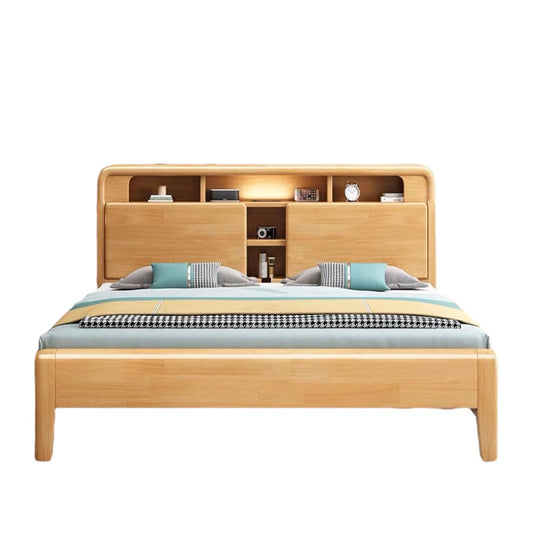 YF-A001 solid wood bed with USB socket/bedside lamp 