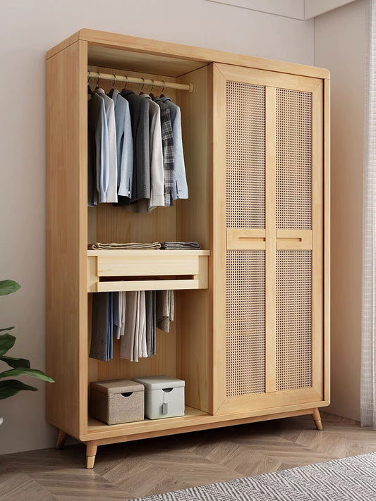 QS-12T rattan sliding wardrobe 