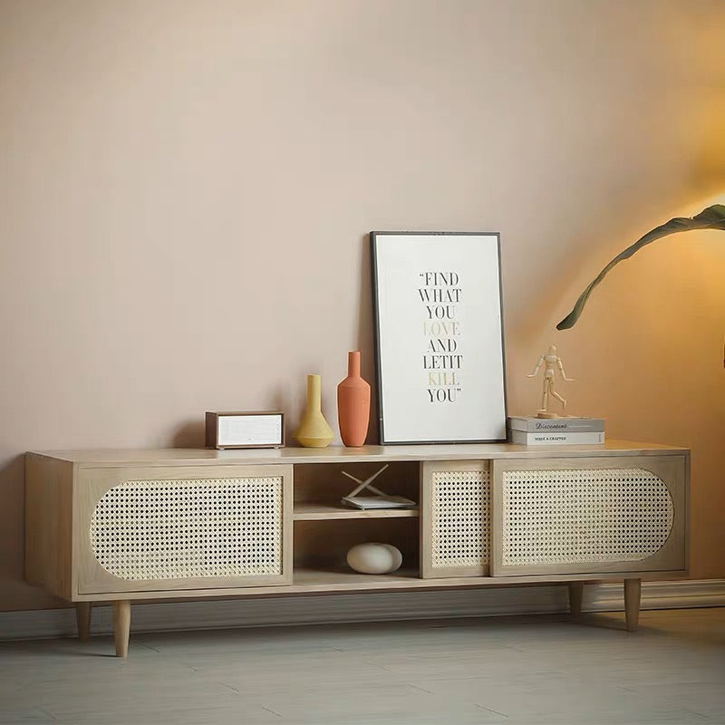 𝐙𝟎𝟏𝟕 Retro rattan TV cabinet solid wood 𝐭𝐯 𝐜𝐚𝐛𝐢𝐧𝐞𝐭 