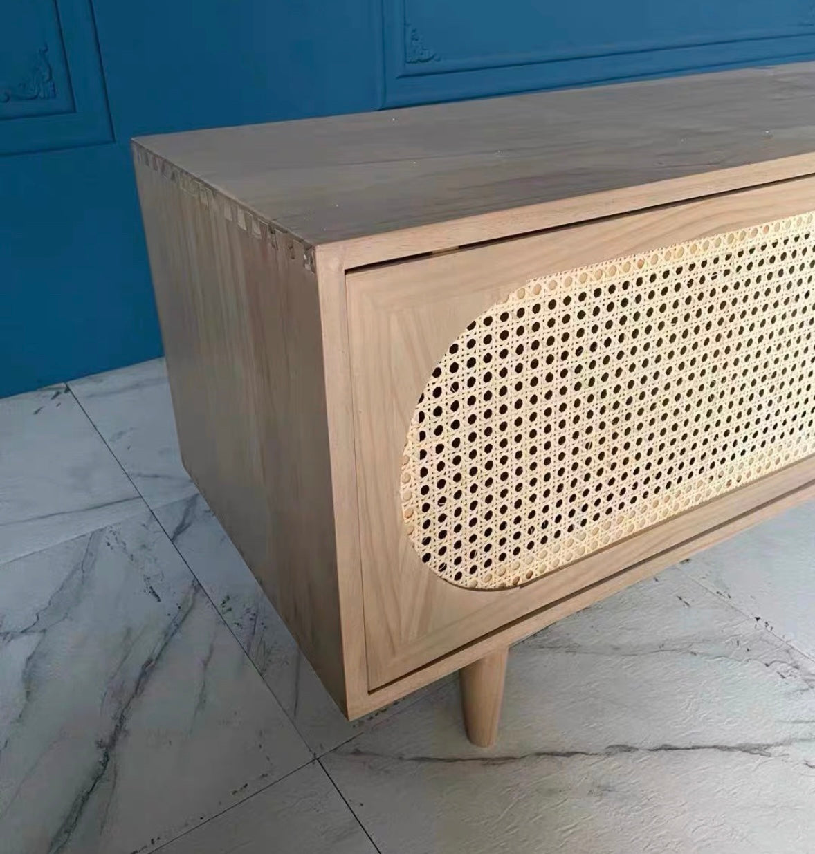 𝐙𝟎𝟏𝟕 Retro rattan TV cabinet solid wood 𝐭𝐯 𝐜𝐚𝐛𝐢𝐧𝐞𝐭 