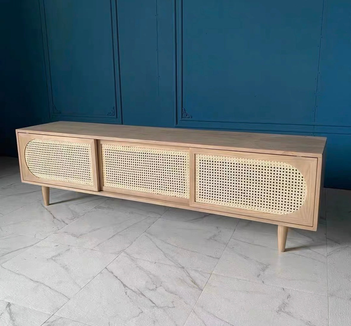 𝐙𝟎𝟏𝟕 Retro rattan TV cabinet solid wood 𝐭𝐯 𝐜𝐚𝐛𝐢𝐧𝐞𝐭 