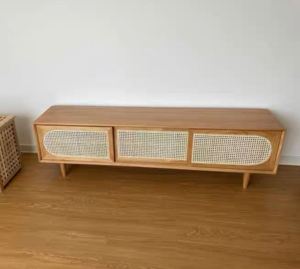 𝐙𝟎𝟏𝟕 Retro rattan TV cabinet solid wood 𝐭𝐯 𝐜𝐚𝐛𝐢𝐧𝐞𝐭 