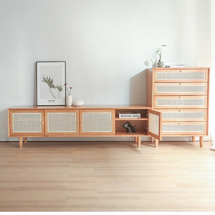 𝐙𝟎𝟐𝟕 Japanese rattan woven TV cabinet solid wood 𝐭𝐯 𝐜𝐚𝐛𝐢𝐧𝐞𝐭 