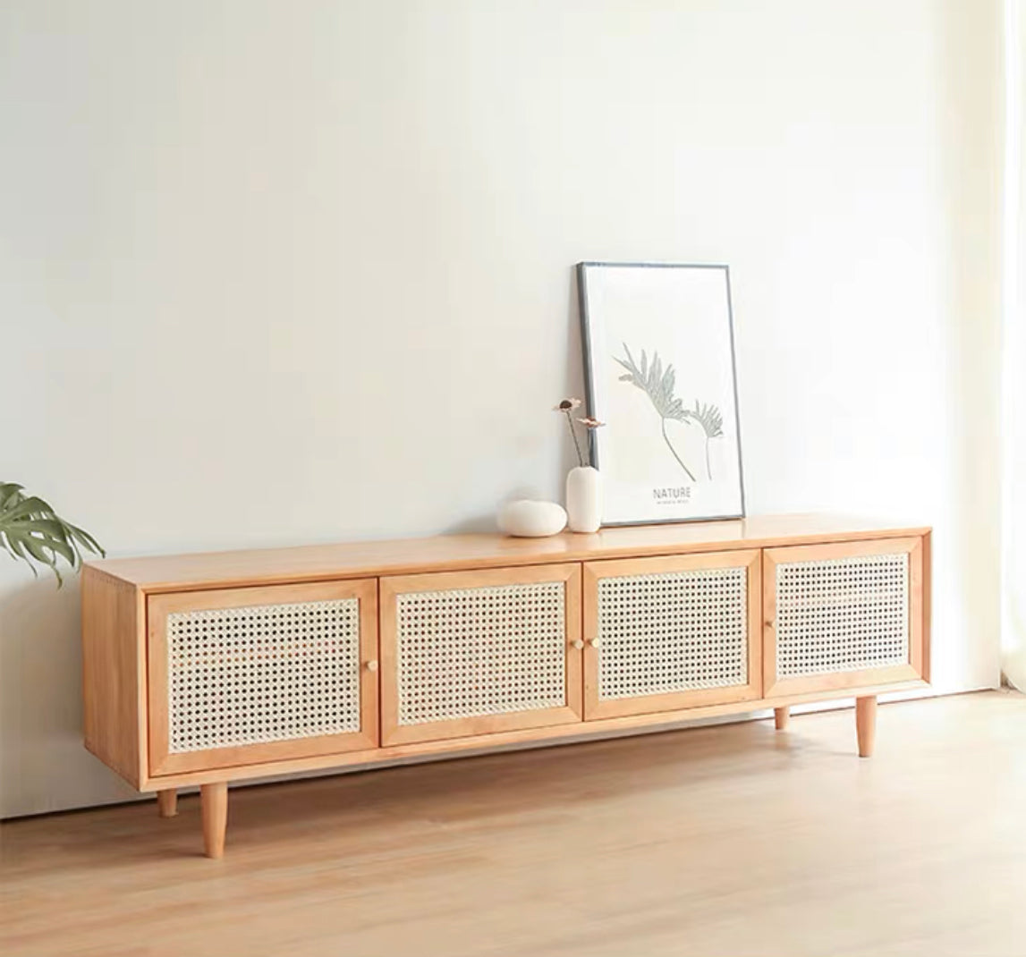 𝐙𝟎𝟐𝟕 Japanese rattan woven TV cabinet solid wood 𝐭𝐯 𝐜𝐚𝐛𝐢𝐧𝐞𝐭 