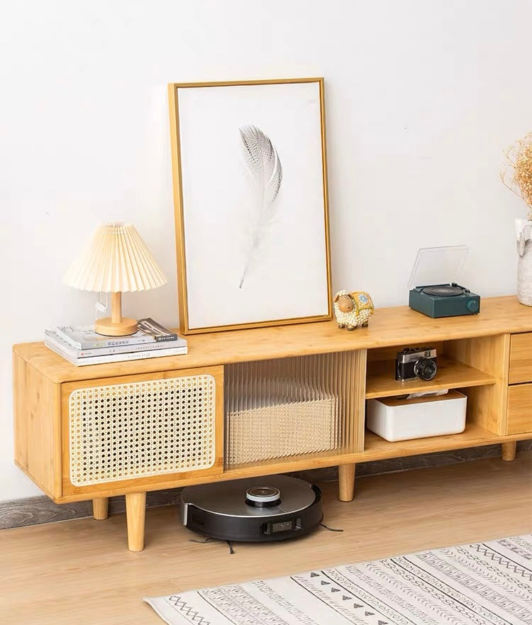 𝐙𝟎𝟑𝟐 Japanese style rattan woven bamboo TV cabinet𝐭𝐯 𝐜𝐚𝐛𝐢𝐧𝐞𝐭 