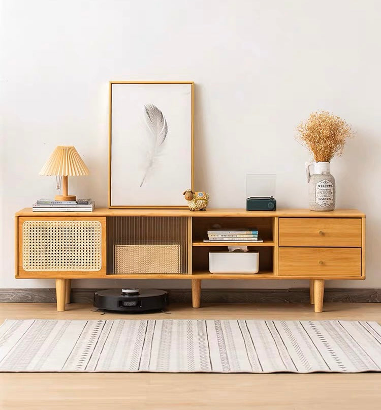 𝐙𝟎𝟑𝟐 Japanese style rattan woven bamboo TV cabinet𝐭𝐯 𝐜𝐚𝐛𝐢𝐧𝐞𝐭 