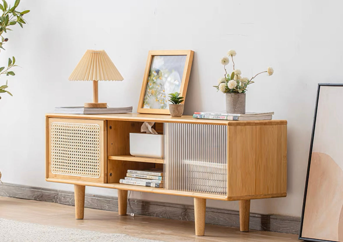 𝐙𝟎𝟑𝟐 Japanese style rattan woven bamboo TV cabinet𝐭𝐯 𝐜𝐚𝐛𝐢𝐧𝐞𝐭 