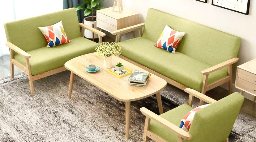 Solid wood fabric sofa Japanese style simple style COZ-0168