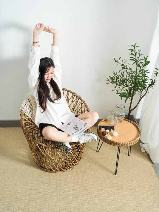 Japanese handmade rattan chair, pastoral style [waterproof, sunproof and anti-corrosion]