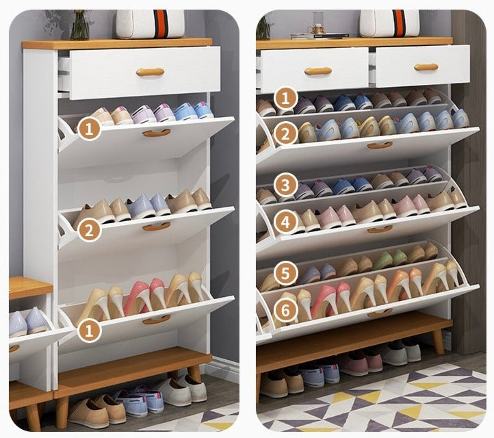 Integrated wall-mounted shoe cabinet